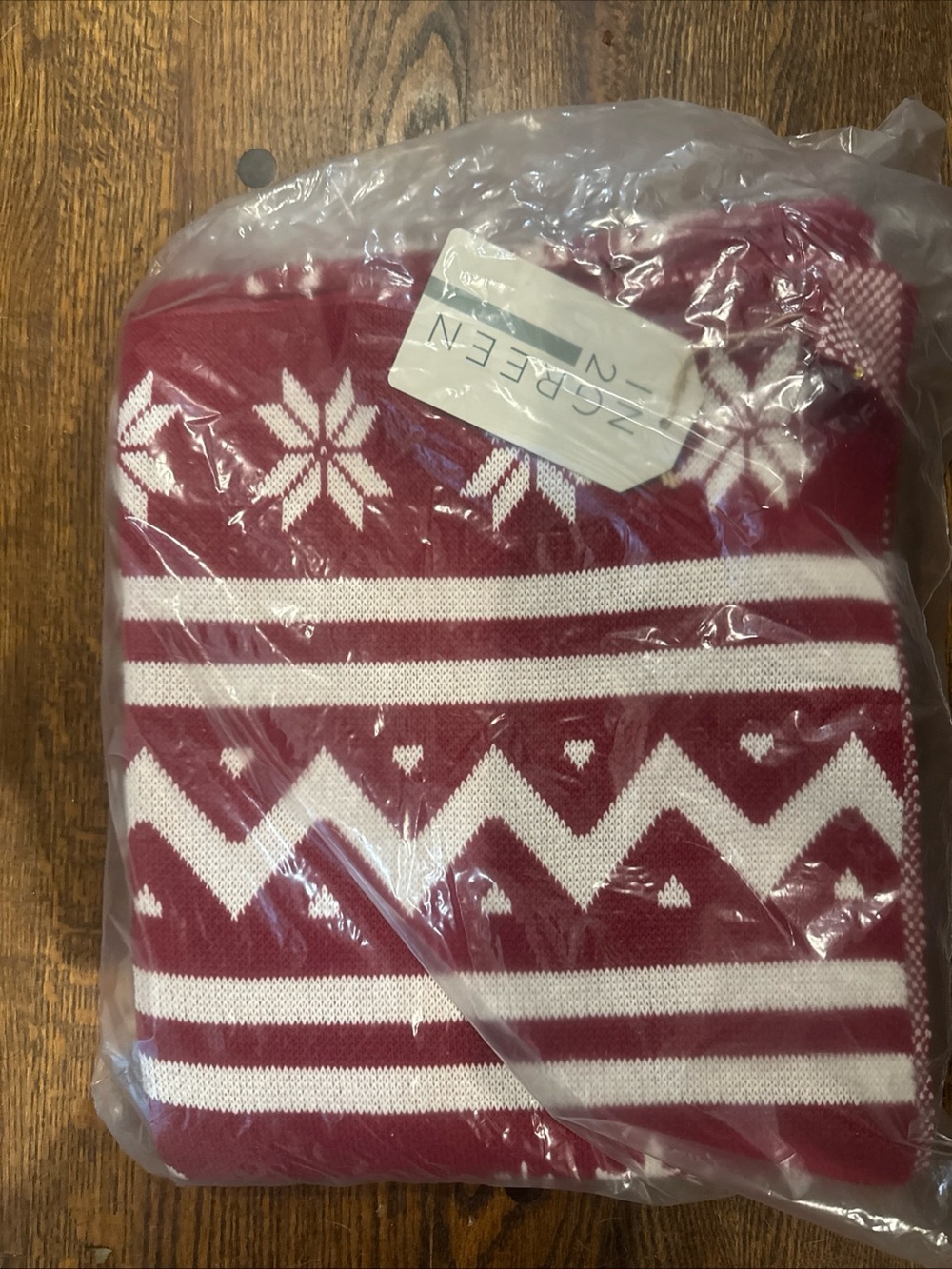 Women's Red and White Fair Isle Crewneck Sweater -